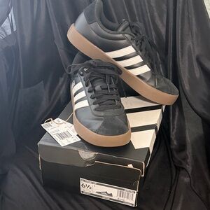 Adidas Black and White Sneakers with Brown Sole